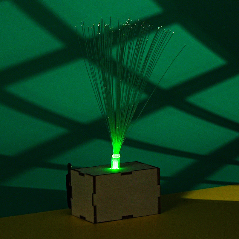 Wooden fiber optic lamp, technology small production, handmade teaching experiment utensils, educational teaching aids DIY gypsy material package