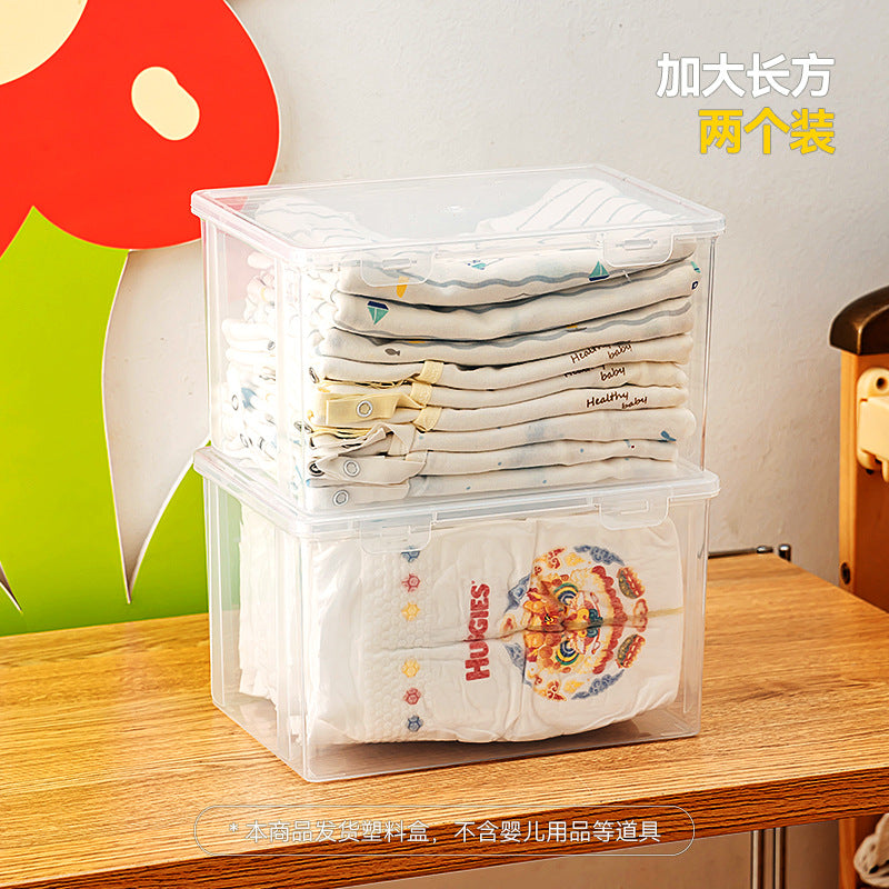 Toothpaste bottle storage box with lid Plastic baby toy box with lid Transparent flip rectangular storage box