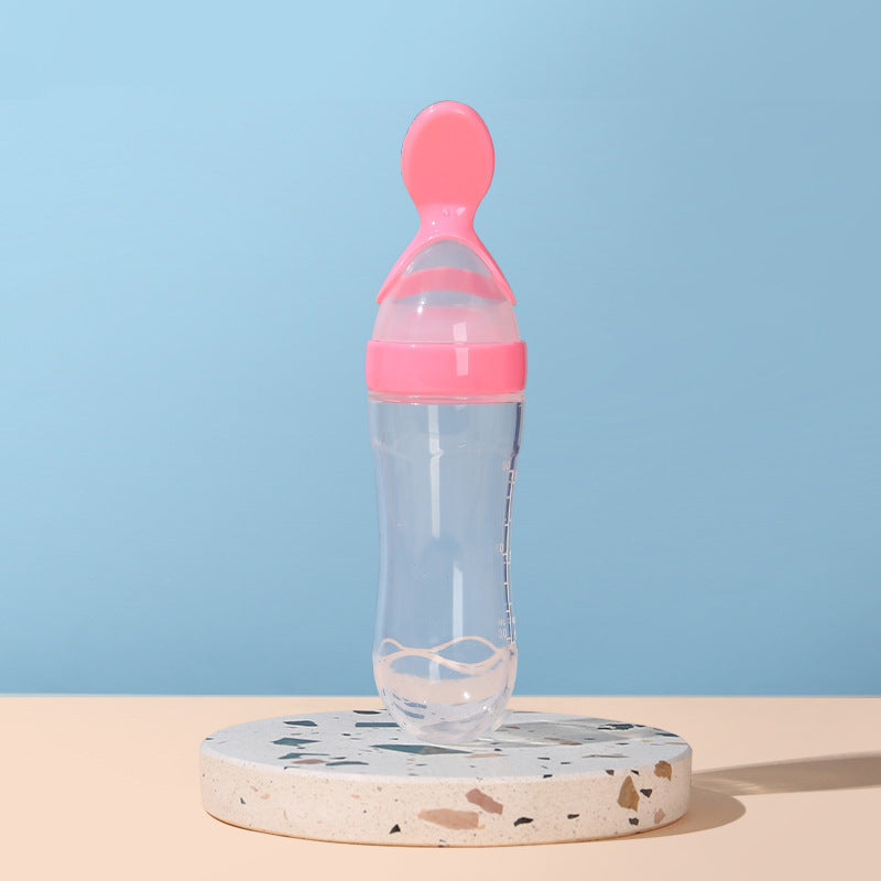 Factory custom baby rice paste bottle baby silicone bottle extrusion spoon children's complementary food bottle baby rice paste spoon