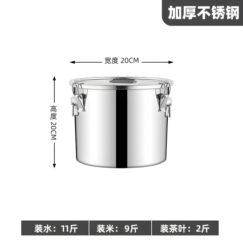 Extra thick sealed barrel 201 stainless steel rice barrel insect-proof and moisture-proof rice barrel for home rice storage barrel soup barrel flour barrel oil tank