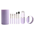 Mini 6-in-1 makeup brush set with mirror - portable animal hair beauty tools
