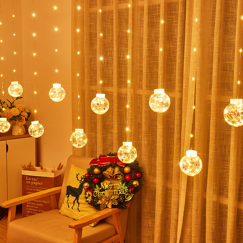 Cross-border new led snowman light string Christmas decorative light copper wire curtain light wishing ball lantern flashing light