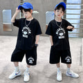 summer boys' short-sleeve t-shirt and shorts set - new stylish kids' tee for students, trendy tops for older boys