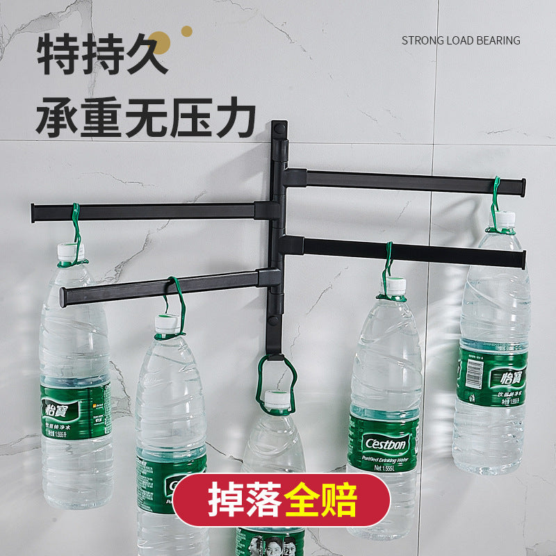 Space aluminum punch-free bathroom towel rack black foldablerotate towel bar multi-layer shelf bathroom storage rack
