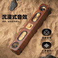 Retro wireless bluetooth speaker - big bass, low-profile wood finish, card-playing desktop audio system with radio function (e3404)