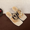 2025new arrival square toe open toe flip-flops outweareasiest for match flip-flops casualflats metal buckle niche style sandals summer