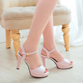 Export plus sizefashion fish mouth stiletto high heels 2025 summernew arrival pink buckle women's sandals fashion women's shoes