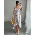 listing: new  women's original elegant summer asymmetrical sleeve v-neck dress