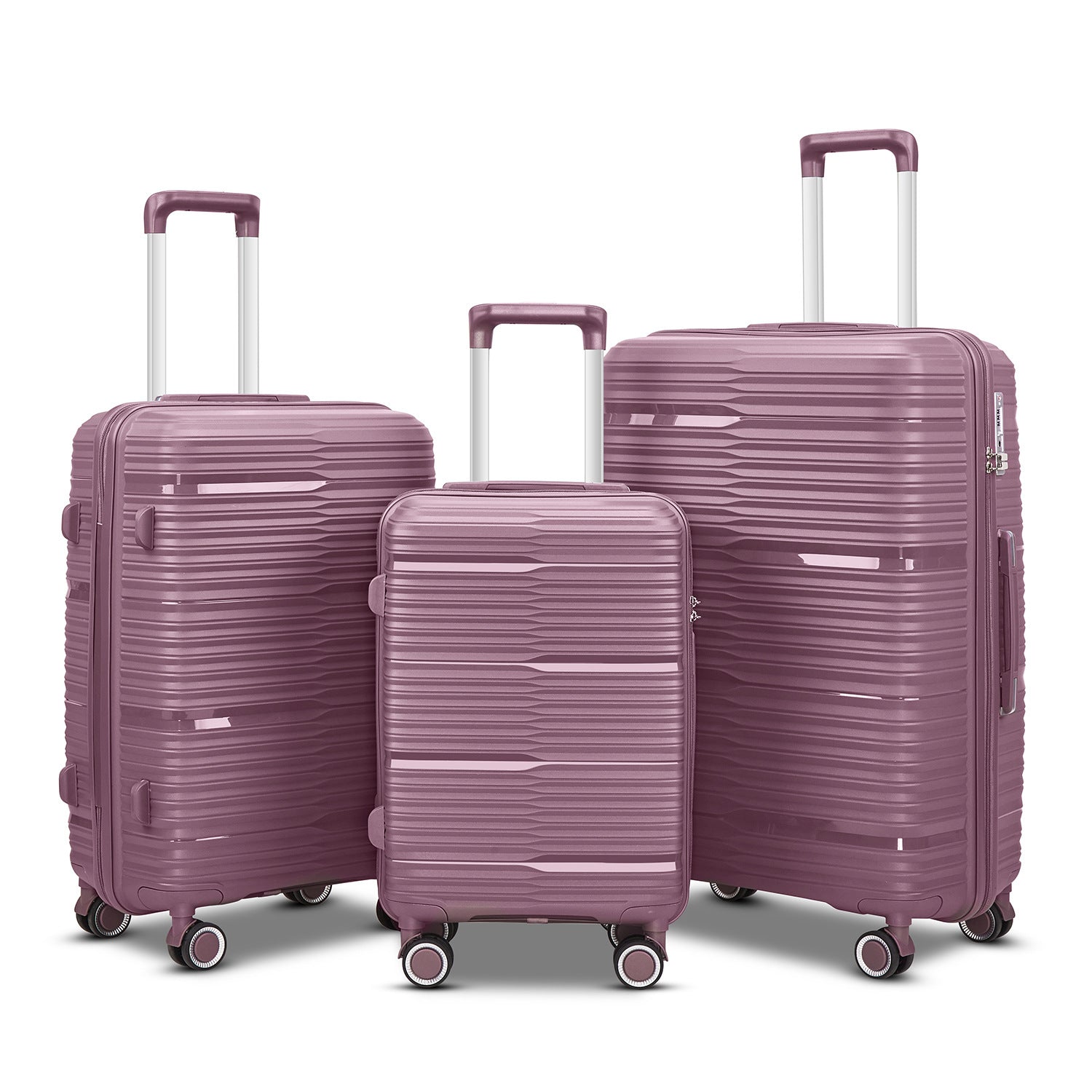 Source manufacturer Foreign trade three-piece suitcase PP material universal wheel password suitcase 20-inch boarding trolley case