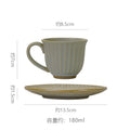 Vintage ceramic striped coffee cup and saucer set - stylish stoneware mug for office afternoon tea, water, or milk