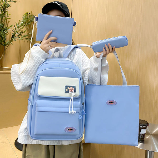 Wholesale simple backpack fashionable small fresh middle school student schoolbag high value solid color junior high school student computer backpack