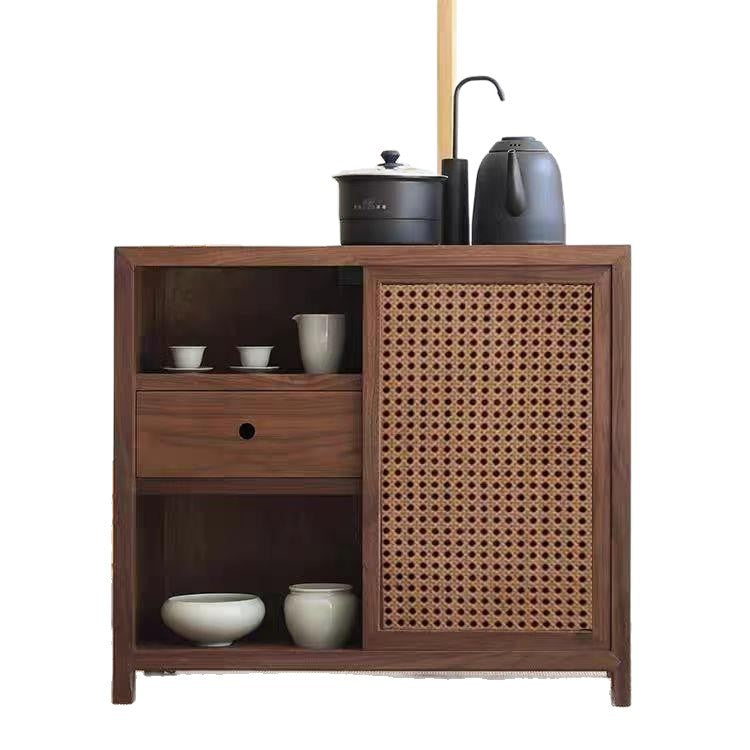 New chinoiserie tea cabinet solid wood tea cabinet tea side cabinet for homemovable tea table water boiling multi-functional storage sideboard