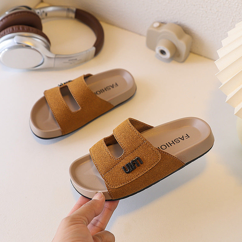 Custom birkenstock-style cork slides for boys and girls: indoor anti-slip fashion flip-flops for kids