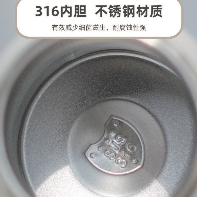 316 food grade girls casual portable water cup muji flat replacement handle thermos cup good-looking cup with tea separator
