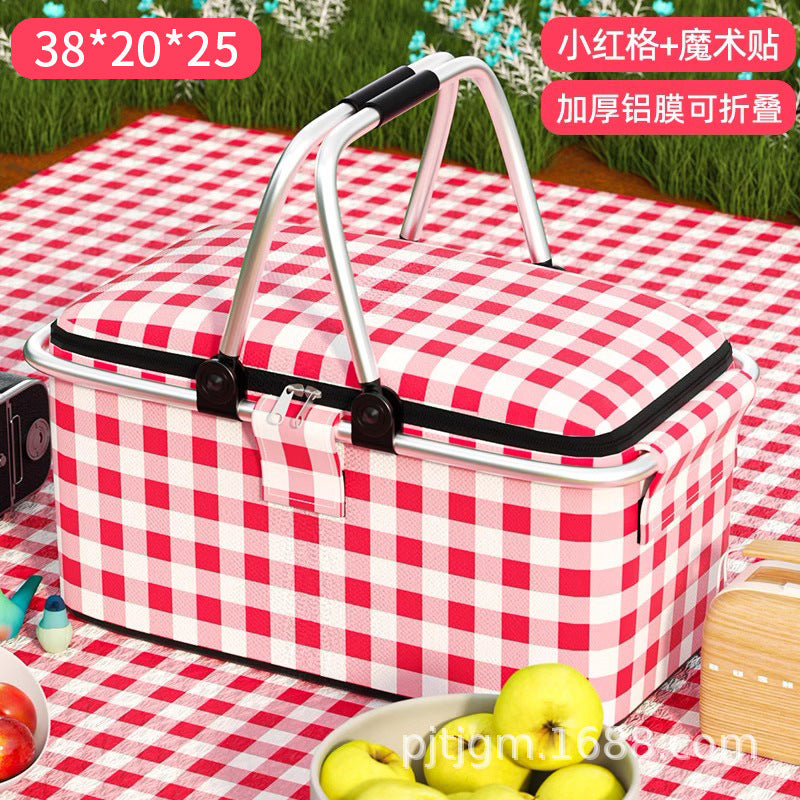 Picnic Basket Outdoor Camping Portable Foldable Picnic Basket Large Capacity Portable Insulation Bag Outdoor Insulation Box