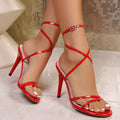 European and american fashion sandals pointed toe roman cross strap versatile high heel sandals factory direct export cross-border women's shoes