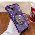 Suitable for apple 17pro mobile phone case, four-corner water ripple glitter mirror magnetic holder iphone16 protective cover
