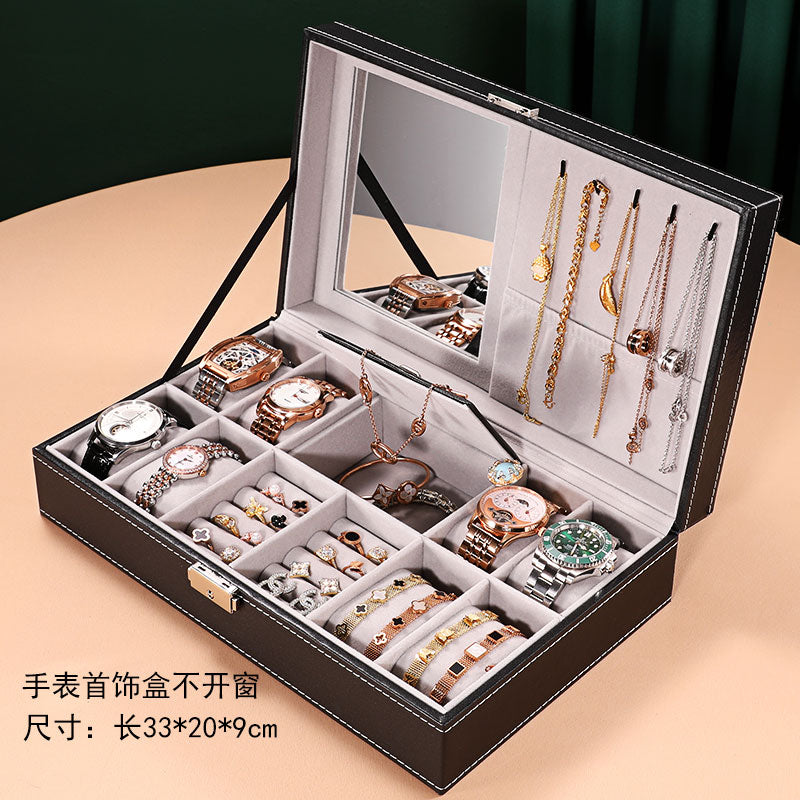 New double-layer 20-digit watch box with sunroof watch jewelry storage box bracelet box large-capacity watch collection box