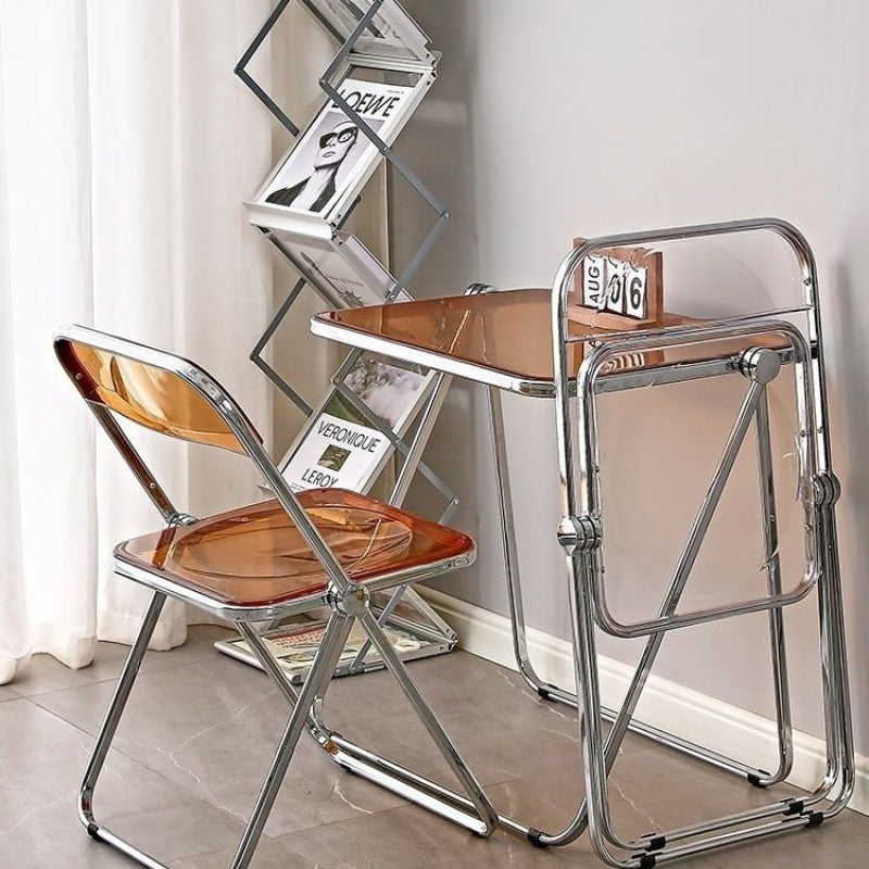 Transparent acrylic chair folding chair simple portable photo folding stool ins style popular makeup chair for home
