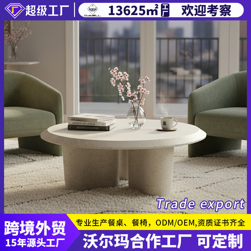 Coffee table - microcement coffee table - nordic living room irregular low table - small apartment cream style mini coffee table