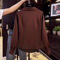 Ready-to-ship  elegant and minimalist blouse for independent e-commerce stores, , , and foreign trade - deep v-neck women's top