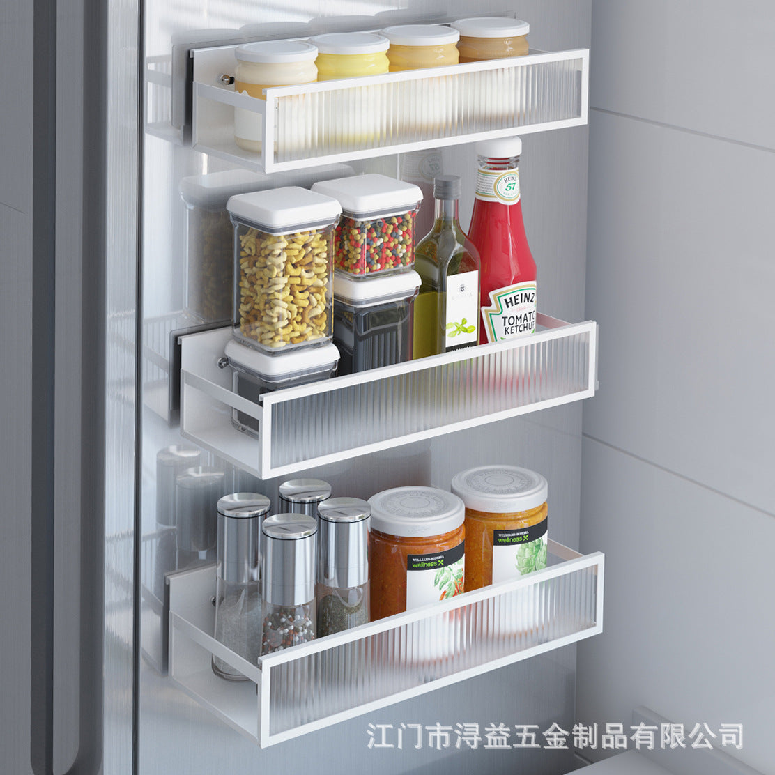 Source Factory Kitchen Shelf Acrylic Refrigerator Rack Side Hanging Multi-layer Magnetic Non-punching Seasoning Storage Rack