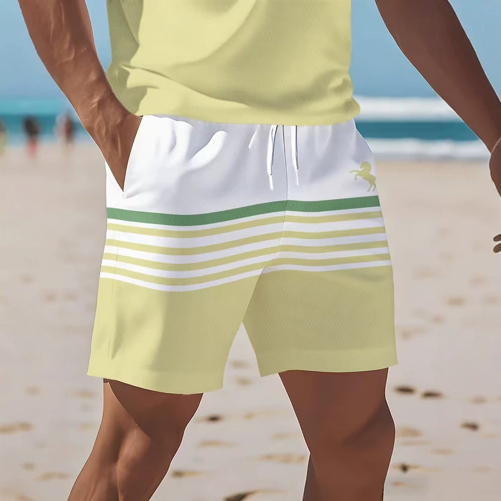 hot-selling men's polo shirt set, new summer two-piece casual short-sleeve and shorts set, dropshipping available