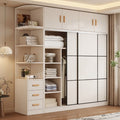 Thickened solid wood eco-board wardrobe - modern minimalist sliding door design for home, bedroom, and budget-friendly rental properties
