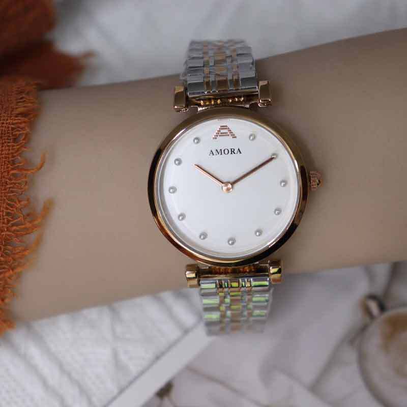 Wholesale stainless steel pearl white watch - women's fashionable, minimalist, elegant, light luxury, trendy, stylish ladies' wristwatch