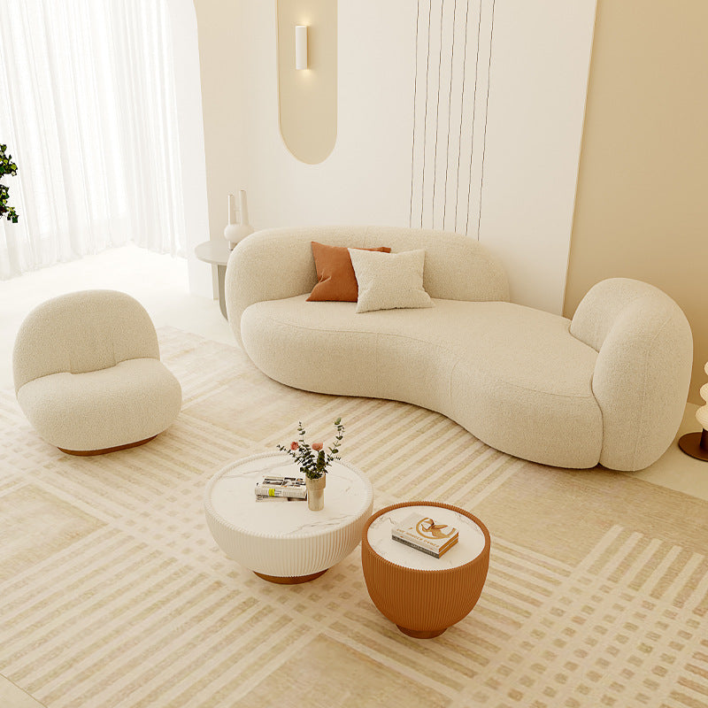 Nordic cream style sofa - modern minimalist living room, small apartment, beauty salon, clothing store reception area fabric sofa