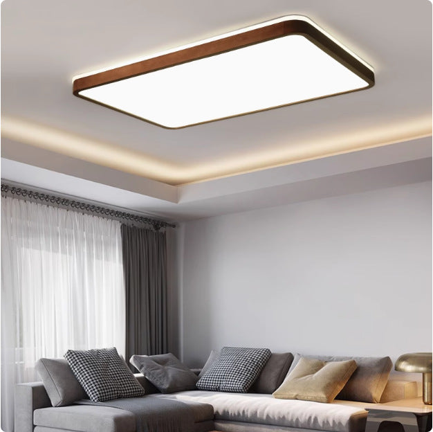 Walnut ceiling light led new Chinese simple study bedroom light ultra-thin back luminous rectangular living room light