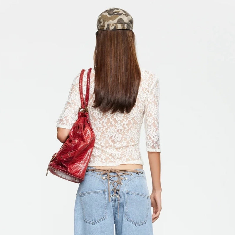 European and american style cross-border women's clothing  summer new v-neck waist-cinching lace sexy short-sleeve patchwork t-shirt top wholesale