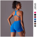 Fashion tight back seamless yoga wear short jumpsuit hip lifting body shaping all-in-one sports fitness jumpsuit
