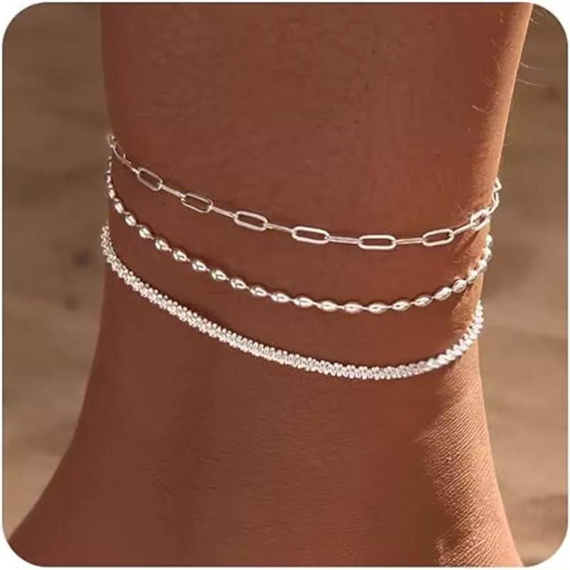 Gold double-layer/three-layer stackable beaded chain bracelet - trendy & versatile women's fashion jewelry - wholesale for cross-border e-commerce