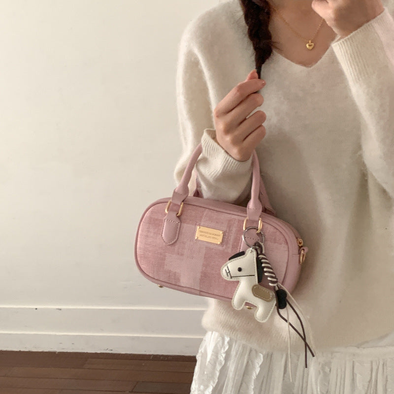 New korean style bowling bag for women - spring's hottest, high-value shoulder bag, handbag, trendy & versatile commuter crossbody bag