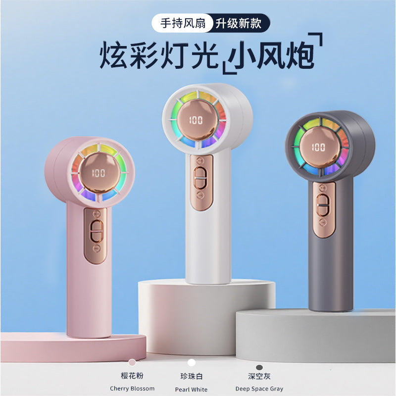 2026 new high-speed handheld fan, usb powered, mini digital display, portable mini desktop usb rechargeable