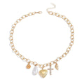 European and american cross-border fashion sweet heart flower pendant necklace - unique, elegant, diamond-studded cross metal necklace