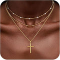 European and american cross-border new artificial pearl clavicle chain creative cross pendant necklace retro multi-layered necklace