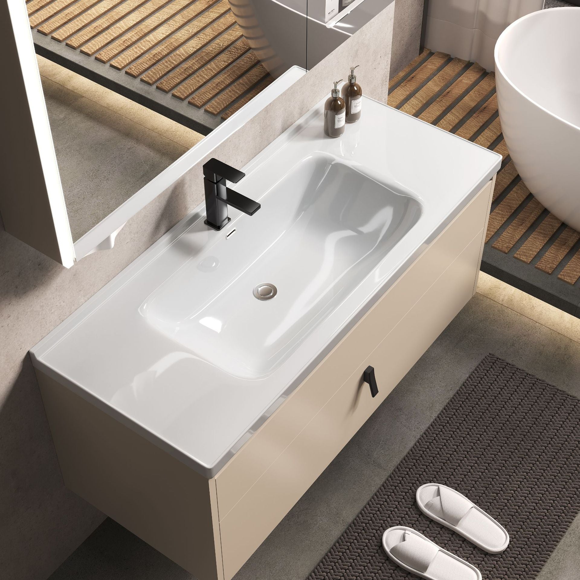 陶瓷一体盆浴室柜卫生间洗漱台厕所洗手洗脸盆智能收纳卫浴组合柜