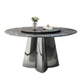 Italian light luxury ultra-crystal stone dining table and chair set, marble dining table, small apartment home use, stainless steel round table with turntable