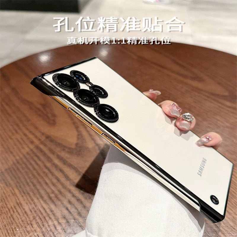 Transparent ultra-thin electroplated magnetic case for samsung s26 ultra, s23 frameless hard case, s24 lens protection case