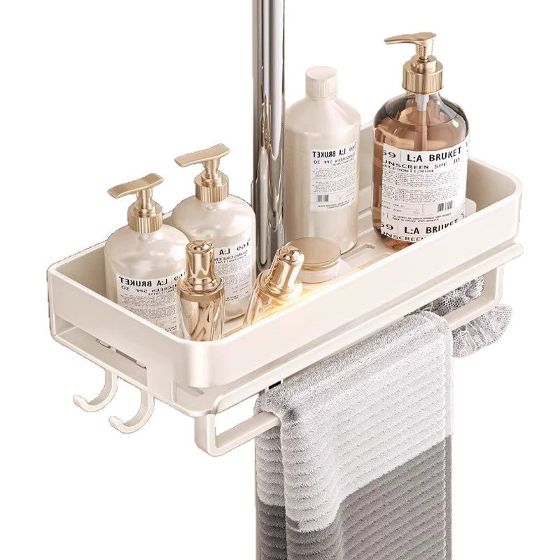 Shower Shower Shelf No Punching Toilet Lifting Rod Shelf Bathroom Storage Body Wash Shampoo Tray
