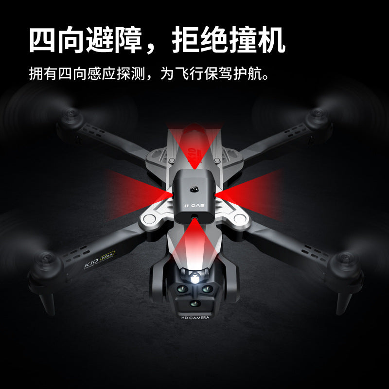 new product k10 drone: obstacle avoidance, triple camera, hd aerial photography, foldable quadcopter, remote control aircraft toy