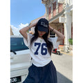 cross-border listing: new  women's printed crew neck off-shoulder short sleeve top