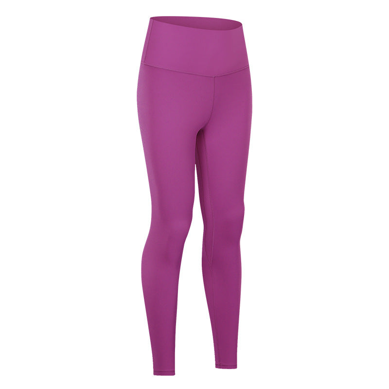 Dianqian comfortable nude yoga pants women's high waist hip lifting running tight stretch sports fitness pants d19037-2