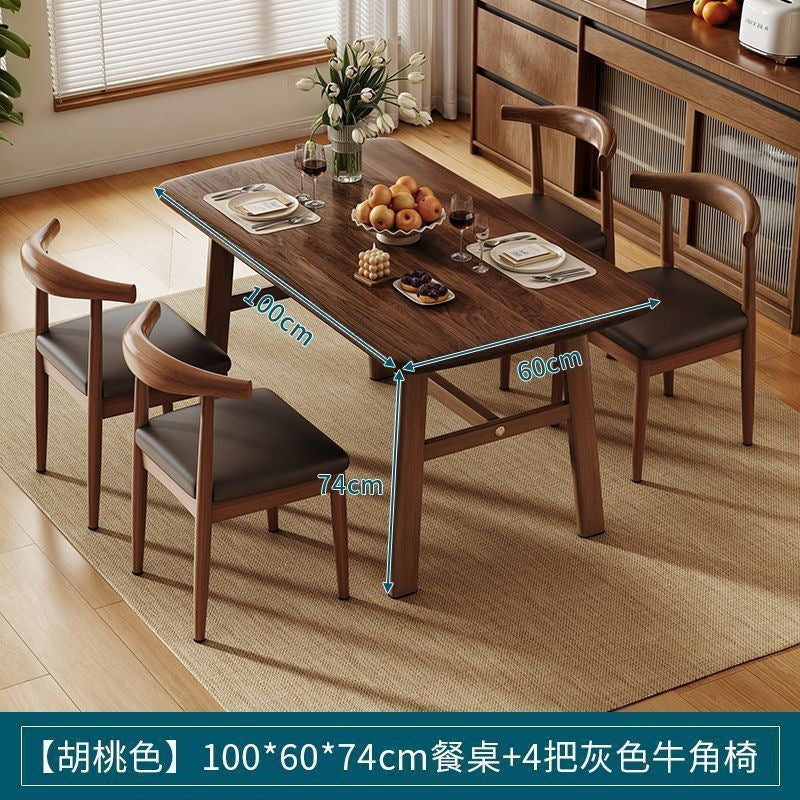 Dining table and chair combination small apartment for home rectangular table and chair commercial breakfast shop dining table and chair fast food restaurant iron horn chair