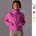 New solid color autumn/winter sweatshirt - loose fit, fleece-lined, warm yoga casual jacket, outdoor sports loose long sleeve top