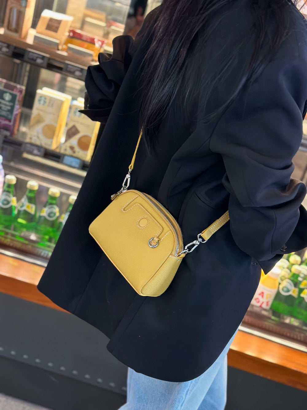 Tc genuine leather women's bag coin mobile phone bag 2025new arrival mahjong bag first layer cowhide single mini shoulder crossbody bag