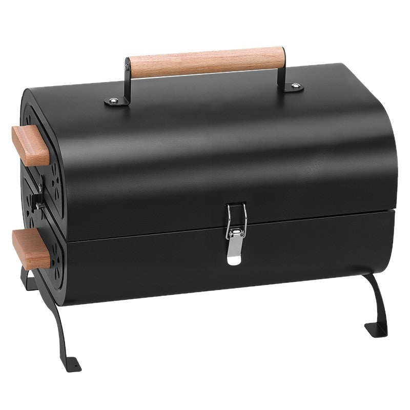 Outdoor portable barbecue grill smokeless foldable barbecue grill thickenedcamping style large frying and grilling dual-purpose charcoal barbecue stove