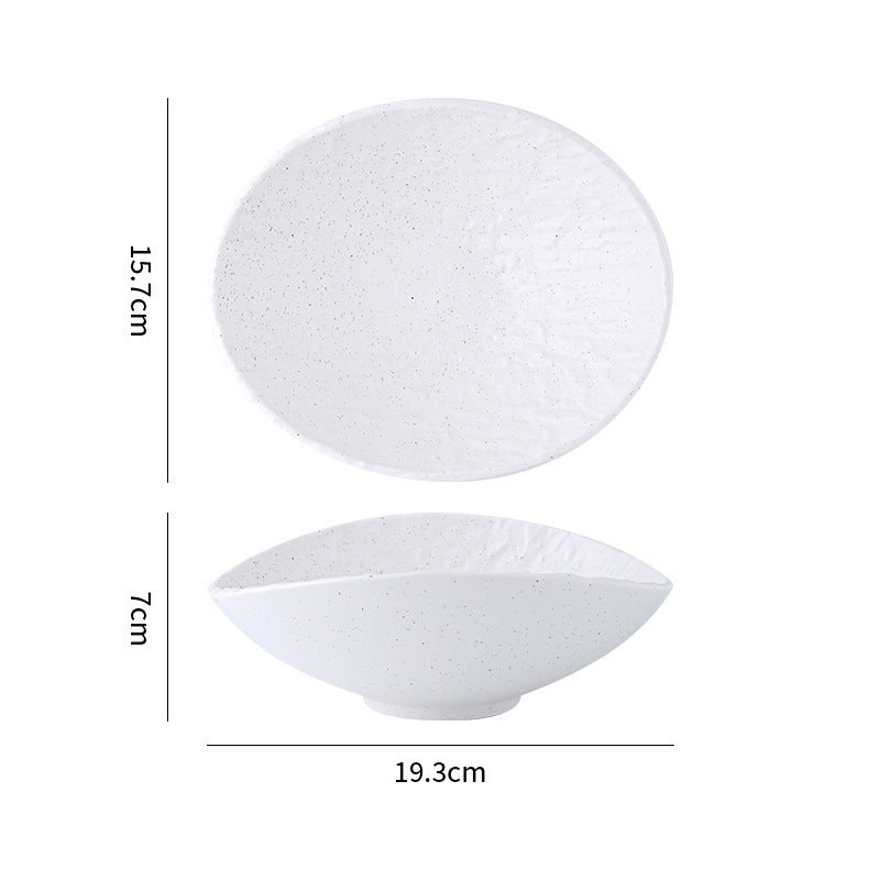 Minimalist blue & white polka dot ceramic dinnerware set - western dinner plates, restaurant & hotel quality ceramic tableware with polka dot design